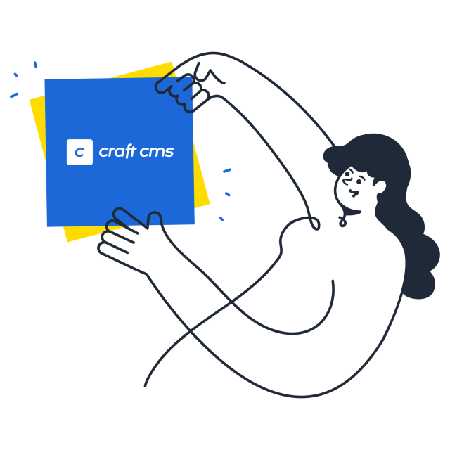 Una persona mostrando el logotipo de Craft CMS