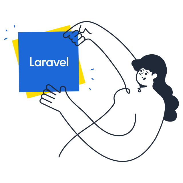 Una persona mostrando el logotipo de Laravel