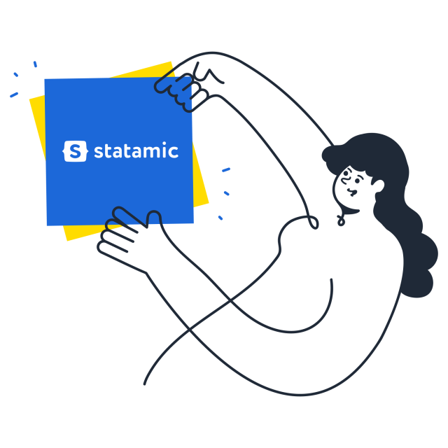 Una persona mostrando el logotipo de Statamic